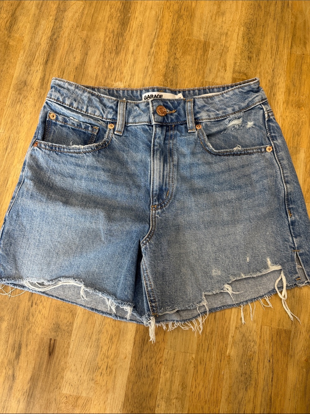 Garage Light Wash Distressed Denim Cutoff Shorts